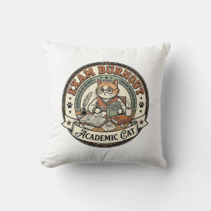 Exam Burnout Academic Cat Exam Burnout Academic Ca Throw Pillow