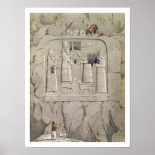 Examining an Assyrian Rock Sculpture, from 'Discov Poster