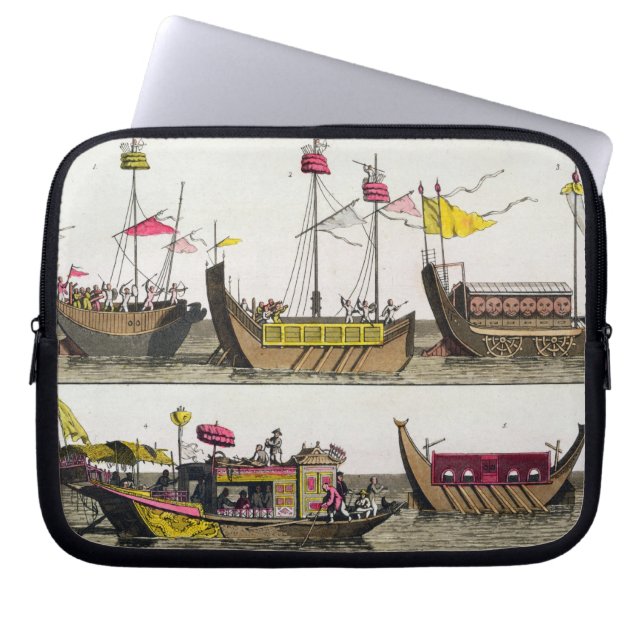 Examples of Chinese ships, illustration from 'Le C Laptop Sleeve (Front)