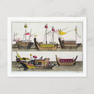 Examples of Chinese ships, illustration from 'Le C Postcard