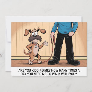 Exasperated Dog Funny Walking Cartoon Holiday Card
