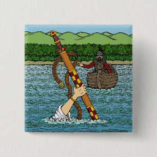 Excalibur and Arthur 2 Inch Square Button