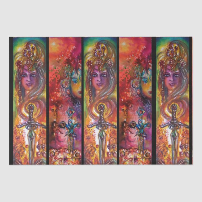 EXCALIBUR AND DURENDAL Magic Swords Watercolor Tissue Paper (Front)