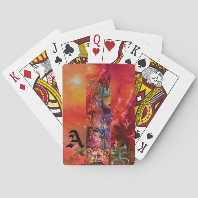 EXCALIBUR Arthurian Legends Fantasy Monogram Red  Playing Cards (Back)