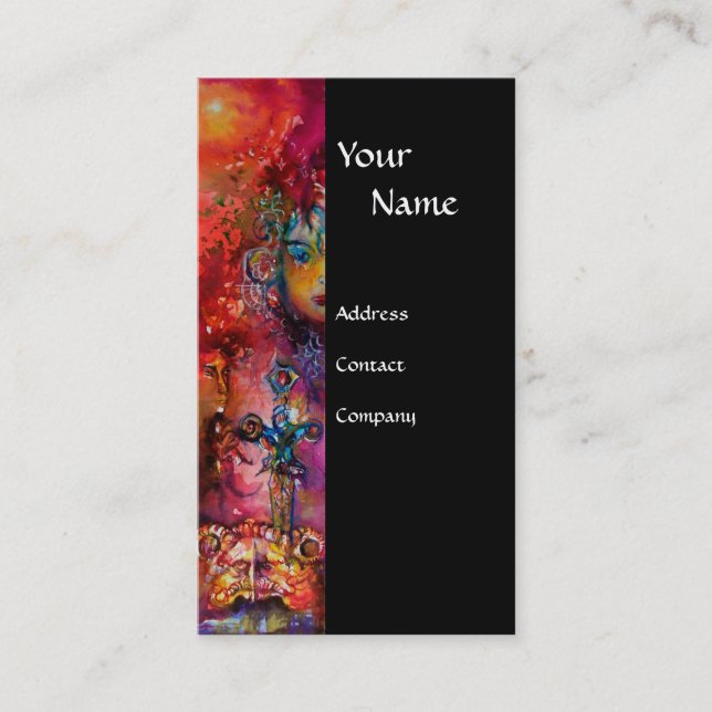 EXCALIBUR black purple fuchsia red blue white Business Card (Front)