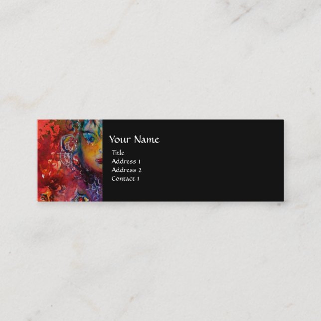 EXCALIBUR black white blue purple fuchsia Mini Business Card (Front)