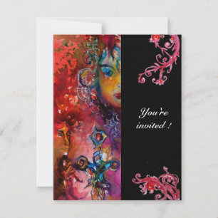 EXCALIBUR , bright red ,black Invitation