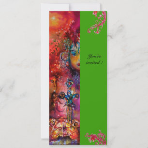 EXCALIBUR , bright red ,pink blue green Invitation