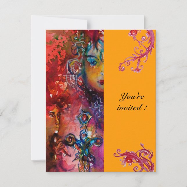 EXCALIBUR , bright red ,pink blue Invitation (Front)