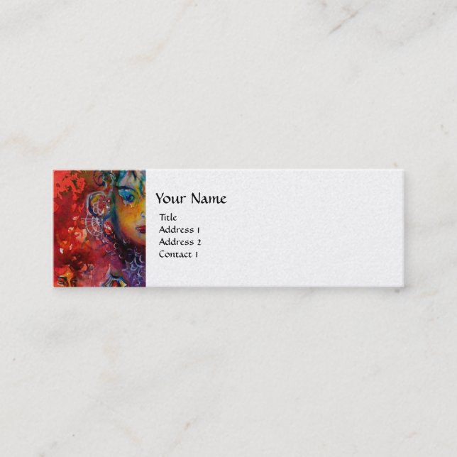 EXCALIBUR , bright red ,pink blue metallic gold Mini Business Card (Front)