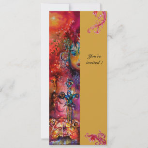 EXCALIBUR , bright red ,pink blue yellow Invitation
