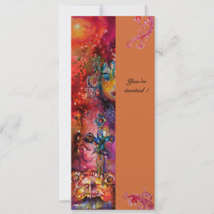 EXCALIBUR , bright red ,pink blue yellow Invitation