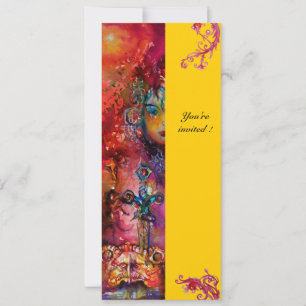 EXCALIBUR , bright red ,pink blue yellow Invitation