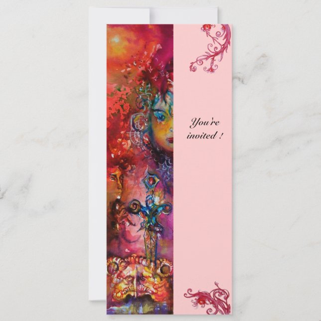 EXCALIBUR , bright red ,pink Invitation (Front)
