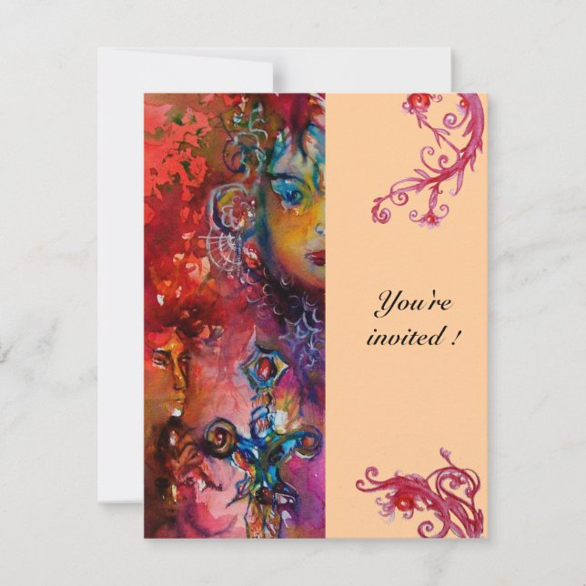 EXCALIBUR , bright red ,pink Invitation (Front)