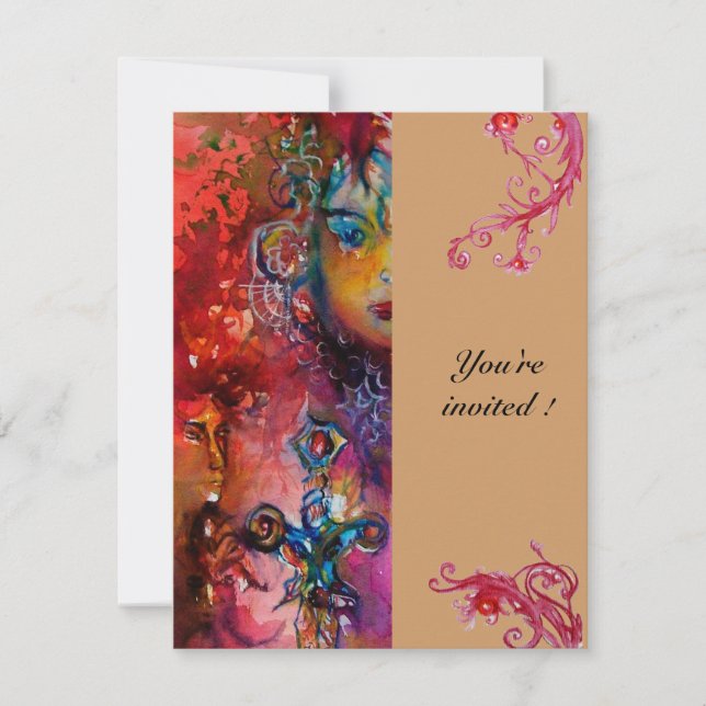 EXCALIBUR , bright red pink Invitation (Front)
