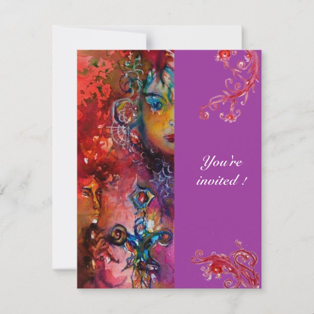 EXCALIBUR , bright red ,pink violet Invitation (Front)