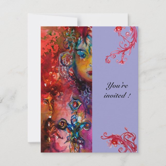 EXCALIBUR , bright red ,pink violet Invitation (Front)