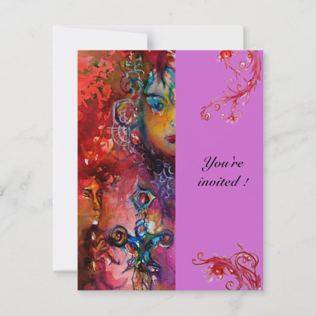 EXCALIBUR , bright red ,pink violet Invitation (Front)