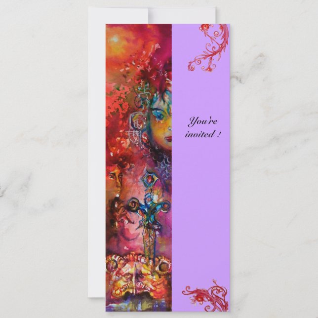 EXCALIBUR , bright red ,pink violet Invitation (Front)