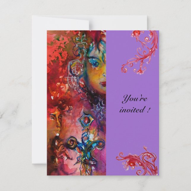 EXCALIBUR , bright red ,pink violet Invitation (Front)