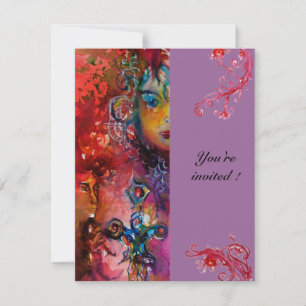 EXCALIBUR , bright red ,pink violet Invitation