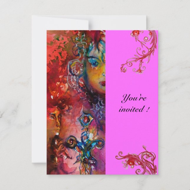 EXCALIBUR , bright red ,purple Invitation (Front)