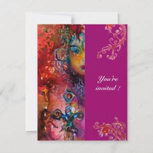 EXCALIBUR , bright red ,purple Invitation