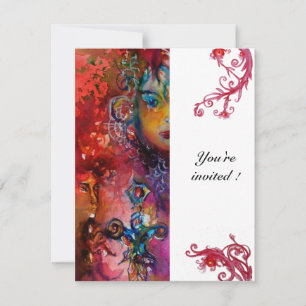 EXCALIBUR , bright red white Invitation