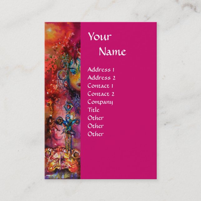 EXCALIBUR fuchsia purple blue red white yellow Business Card (Front)