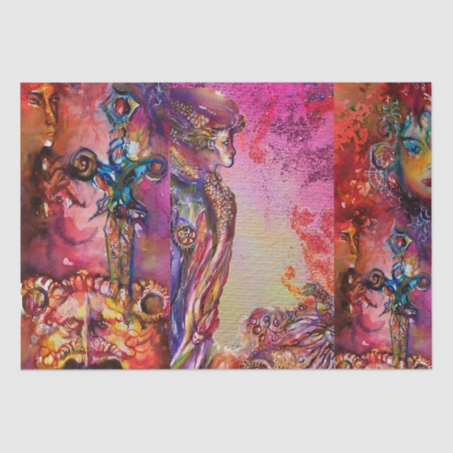 EXCALIBUR Magic Sword Arthurian Legend Watercolor Tissue Paper (Front)