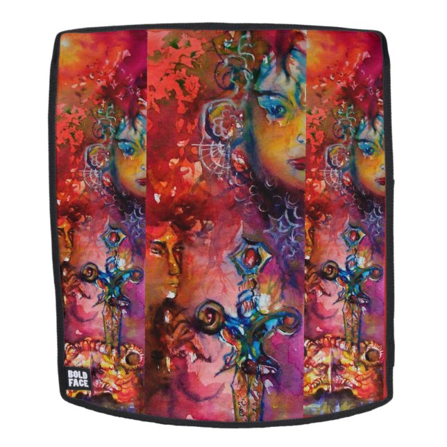 EXCALIBUR /Magic Sword  Red Purple Fantasy Backpack (Removable Face)