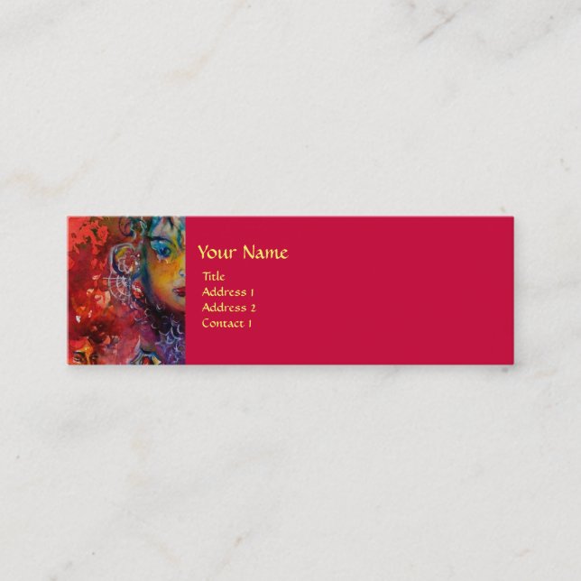 EXCALIBUR red purple fuchsia blue white Mini Business Card (Front)