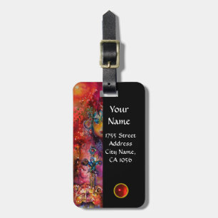 EXCALIBUR RED RUBY MONOGRAM  purple blue Luggage Tag