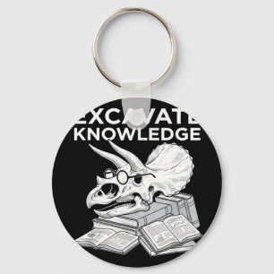 Excavate knowledge funny triceratops skull fossil keychain