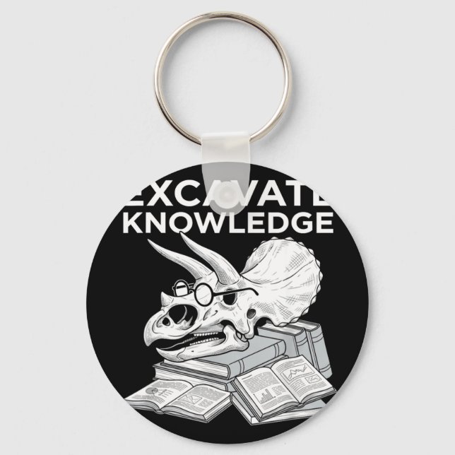 Excavate knowledge funny triceratops skull fossil keychain (Front)