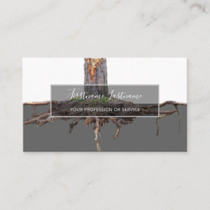Excavated tree roots gray transparent rectangle business card