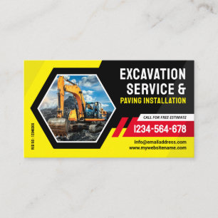 Excavating, Paving, mulching, land clearing Business Card