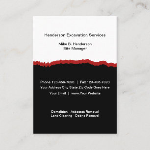 Excavation Services Modern Vertical Business Cards