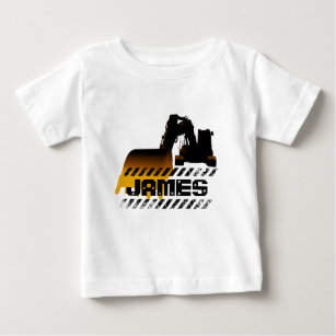 Excavator Add Your Name Construction Boy Baby T-Shirt