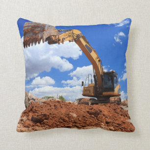 Excavator at Work Throw Pillow