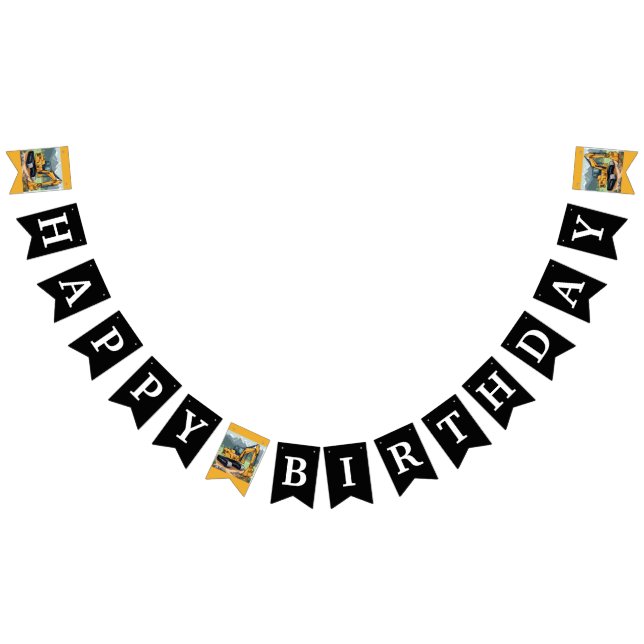 Excavator Birthday Construction Equipment Party Bunting Flags (All)