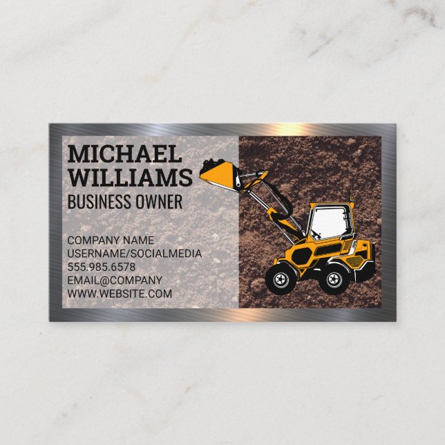 Excavator | Bull Dozer | Construction Business Card (Front)
