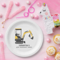 Excavator Construction Builder Any Age Birthday