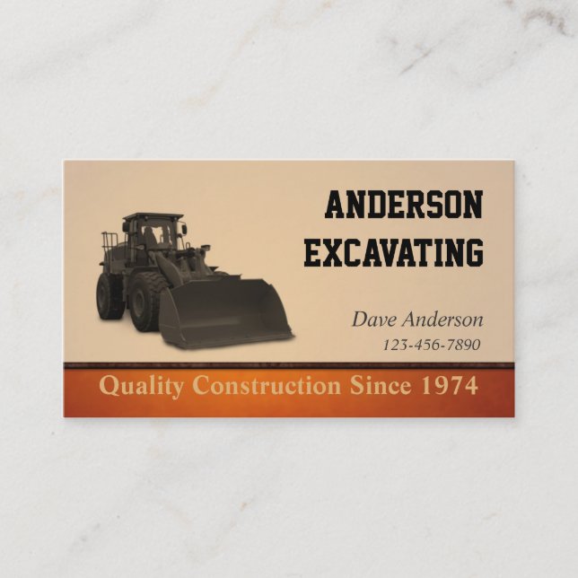 Excavator Construction Business Card (Front)
