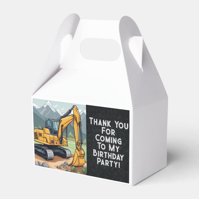 Excavator Construction Equipment Digger Birthday  Favor Box (Front Side)
