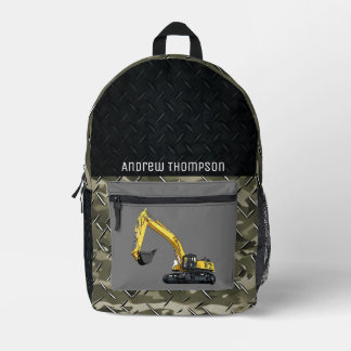 Excavator Construction Equipment Name  Printed Backpack