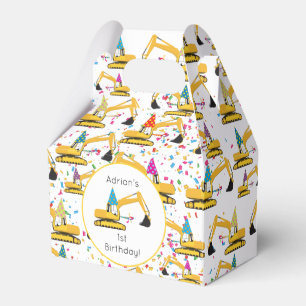 Excavator Construction Truck Birthday Party Favor Box