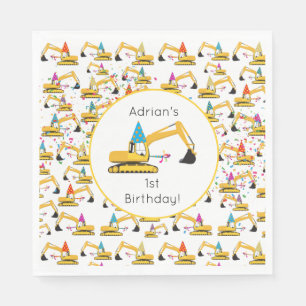 Excavator Construction Truck Birthday Party  Napkin