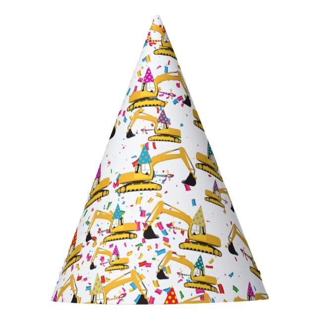 Excavator Construction Truck Birthday Party  Party Hat (Front)